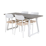 Inca Extentiontable - šedý "dub" / bílá Nohy + Jídelní židle Polly - bílá / Nature _4