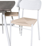 Inca Extentiontable - šedý "dub" / bílá Nohy + Jídelní židle Polly - bílá / Nature _4