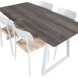 Inca Extentiontable - šedý "dub" / bílá Nohy + Jídelní židle Polly - bílá / Nature _4