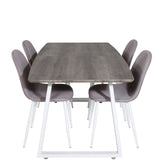 Inca Extentiontable - šedý "dub" / bílá Nohy + Polar Chair - Šedá látka Bílé Nohy _4