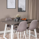 Inca Extentiontable - šedý "dub" / bílá Nohy + Polar Chair - Šedá látka Bílé Nohy _4