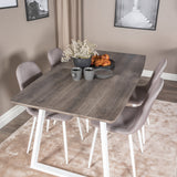 Inca Extentiontable - šedý "dub" / bílá Nohy + Polar Chair - Šedá látka Bílé Nohy _4
