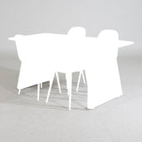 Inca Extentiontable - šedý "dub" / bílá Nohy + Polar Chair - Šedá látka Bílé Nohy _4