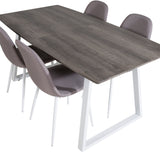 Inca Extentiontable - šedý "dub" / bílá Nohy + Polar Chair - Šedá látka Bílé Nohy _4