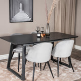 Rozšiřitelný Inca - černý top / černé nohy + sametová jídelní židle - světle šedá / černá_4