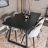 Rozšiřitelný Inca - černý top / černé nohy + sametová jídelní židle - světle šedá / černá_4