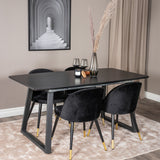 Rozšiřitelný Inca - černý vrch / černé nohy + sametová jídelní židle mosaz - černá / černá_4