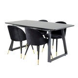 Rozšiřitelný Inca - černý vrch / černé nohy + sametová jídelní židle mosaz - černá / černá_4