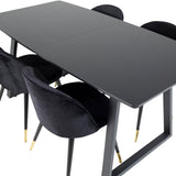 Rozšiřitelný Inca - černý vrch / černé nohy + sametová jídelní židle mosaz - černá / černá_4