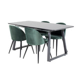 Inca Extentiontable - Černá deska / černá Nohy+Velvet Jídelní židle - Zelená / Černá_4