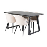 Rozšiřitelný Inca - černý top / černé nohy + sametová jídelní židle - béžová / černá_4