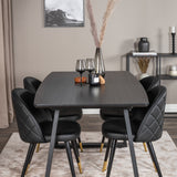 Inca Extentiontable - Černá top / černá Nohy+Velvet Jídelní židle w. Stiches - PU - Black / Black_4