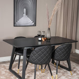 Inca Extentiontable - Černá top / černá Nohy+Velvet Jídelní židle w. Stiches - PU - Black / Black_4
