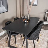 Inca Extentiontable - Černá top / černá Nohy+Velvet Jídelní židle w. Stiches - PU - Black / Black_4