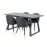 Inca Extentiontable - Černá top / černá Nohy+Velvet Jídelní židle w. Stiches - PU - Black / Black_4