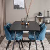 Inca Extentiontable - Černá deska / černá Nohy+Velvet Jídelní židle - Modrá / Černá_4