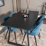 Inca Extentiontable - Černá deska / černá Nohy+Velvet Jídelní židle - Modrá / Černá_4
