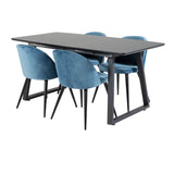 Inca Extentiontable - Černá deska / černá Nohy+Velvet Jídelní židle - Modrá / Černá_4