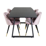 Rozšiřitelný Inca - černý top / černé nohy + sametová jídelní židle mosaz - růžová / černá_4