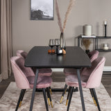 Rozšiřitelný Inca - černý top / černé nohy + sametová jídelní židle mosaz - růžová / černá_4