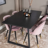 Rozšiřitelný Inca - černý top / černé nohy + sametová jídelní židle mosaz - růžová / černá_4