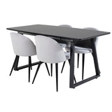 Rozšiřitelný Inca - černý top / černé nohy + sametová jídelní židle manšestr - světle šedá / černá_4