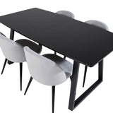 Rozšiřitelný Inca - černý top / černé nohy + sametová jídelní židle manšestr - světle šedá / černá_4