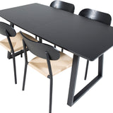 Inca Extentiontable - Černá horní deska / černé nohy + Jídelní židle Polly - Černá / Nature _4