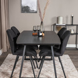 Inca Extentiontable - Černá top / černá Nohy+Gemma Jídelní židle - Černé nohy - Black Fabric_4