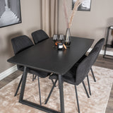 Inca Extentiontable - Černá top / černá Nohy+Gemma Jídelní židle - Černé nohy - Black Fabric_4