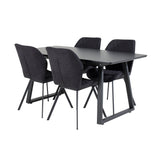 Inca Extentiontable - Černá top / černá Nohy+Gemma Jídelní židle - Černé nohy - Black Fabric_4