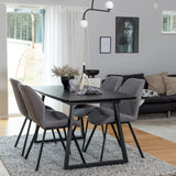 Rozšiřitelný Inca - černý top / černé nohy+jídelní židle Gemma - černé nohy - šedá látka_4