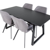 Rozšiřitelný Inca - černý top / černé nohy+jídelní židle Gemma - černé nohy - šedá látka_4