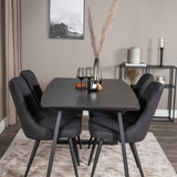 Rozšiřitelný Inca - Černá top / černá Nohy+Velvet Deluxe Jídelní židle - Černé nohy - Black Fabric_4