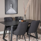 Rozšiřitelný Inca - Černá top / černá Nohy+Velvet Deluxe Jídelní židle - Černé nohy - Black Fabric_4