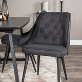 Rozšiřitelný Inca - Černá top / černá Nohy+Velvet Deluxe Jídelní židle - Černé nohy - Black Fabric_4