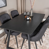 Rozšiřitelný Inca - Černá top / černá Nohy+Velvet Deluxe Jídelní židle - Černé nohy - Black Fabric_4