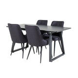 Rozšiřitelný Inca - Černá top / černá Nohy+Velvet Deluxe Jídelní židle - Černé nohy - Black Fabric_4