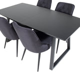 Rozšiřitelný Inca - Černá top / černá Nohy+Velvet Deluxe Jídelní židle - Černé nohy - Black Fabric_4