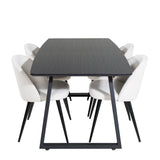 Rozšiřitelný Inca - černý top / černé nohy + sametová jídelní židle manšestr - béžová / černá_4