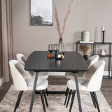 Rozšiřitelný Inca - černý top / černé nohy + sametová jídelní židle manšestr - béžová / černá_4