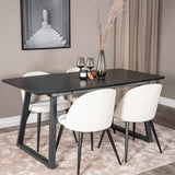 Rozšiřitelný Inca - černý top / černé nohy + sametová jídelní židle manšestr - béžová / černá_4