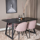 Inca Extentiontable - Černá top / černá Nohy+Velvet Jídelní židle Manšestr - Růžová / Černá_4