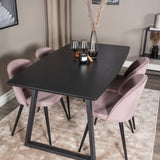 Inca Extentiontable - Černá top / černá Nohy+Velvet Jídelní židle Manšestr - Růžová / Černá_4