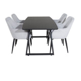 Rozšiřitelný Inca - černý vrch / černé nohy + komfortní jídelní židle - černé nohy / světle šedý manšestr _4