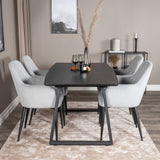 Rozšiřitelný Inca - černý vrch / černé nohy + komfortní jídelní židle - černé nohy / světle šedý manšestr _4