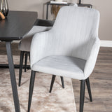 Rozšiřitelný Inca - černý vrch / černé nohy + komfortní jídelní židle - černé nohy / světle šedý manšestr _4