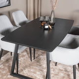 Rozšiřitelný Inca - černý vrch / černé nohy + komfortní jídelní židle - černé nohy / světle šedý manšestr _4