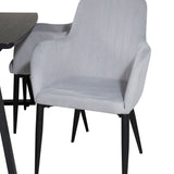 Rozšiřitelný Inca - černý vrch / černé nohy + komfortní jídelní židle - černé nohy / světle šedý manšestr _4