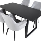 Rozšiřitelný Inca - černý vrch / černé nohy + komfortní jídelní židle - černé nohy / světle šedý manšestr _4
